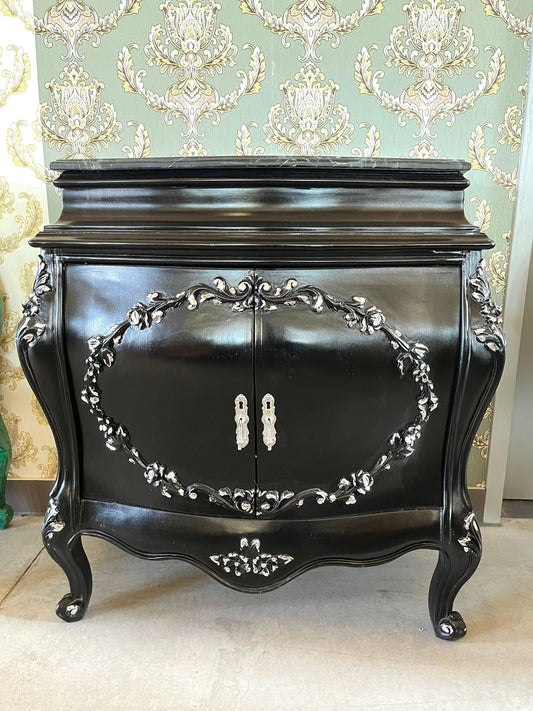 Cabinet Marble Top Home Decor Baroque Style Cabinet Marble Top French Style Cabinet in Black Color Small Cabinet Green Color Marble Top