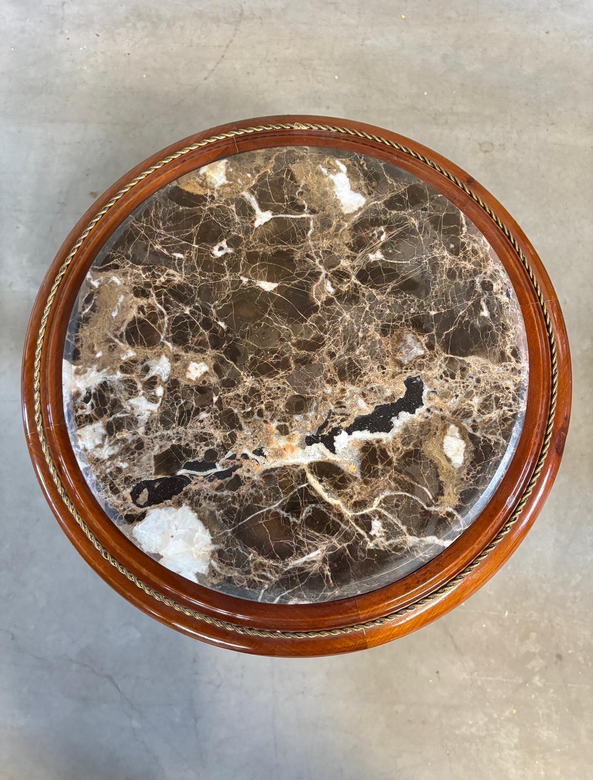Small Side Table Marble Top Retro Baroque Style Tea Table Café Table Antique Style Wooden Table with Marble Top for Home Decor