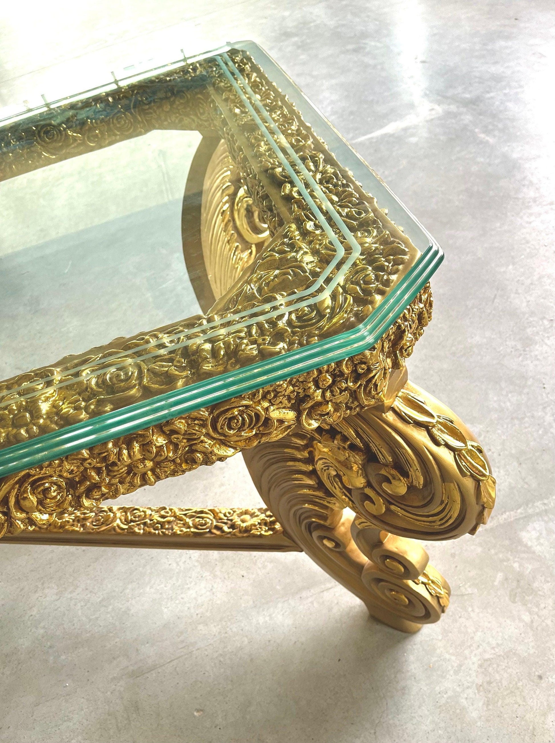 Huge Dining Table Glass Top Extra Long Table Royal Baroque Style Glass Top Table in Gold Finish for Big Family or Hotel Decotation