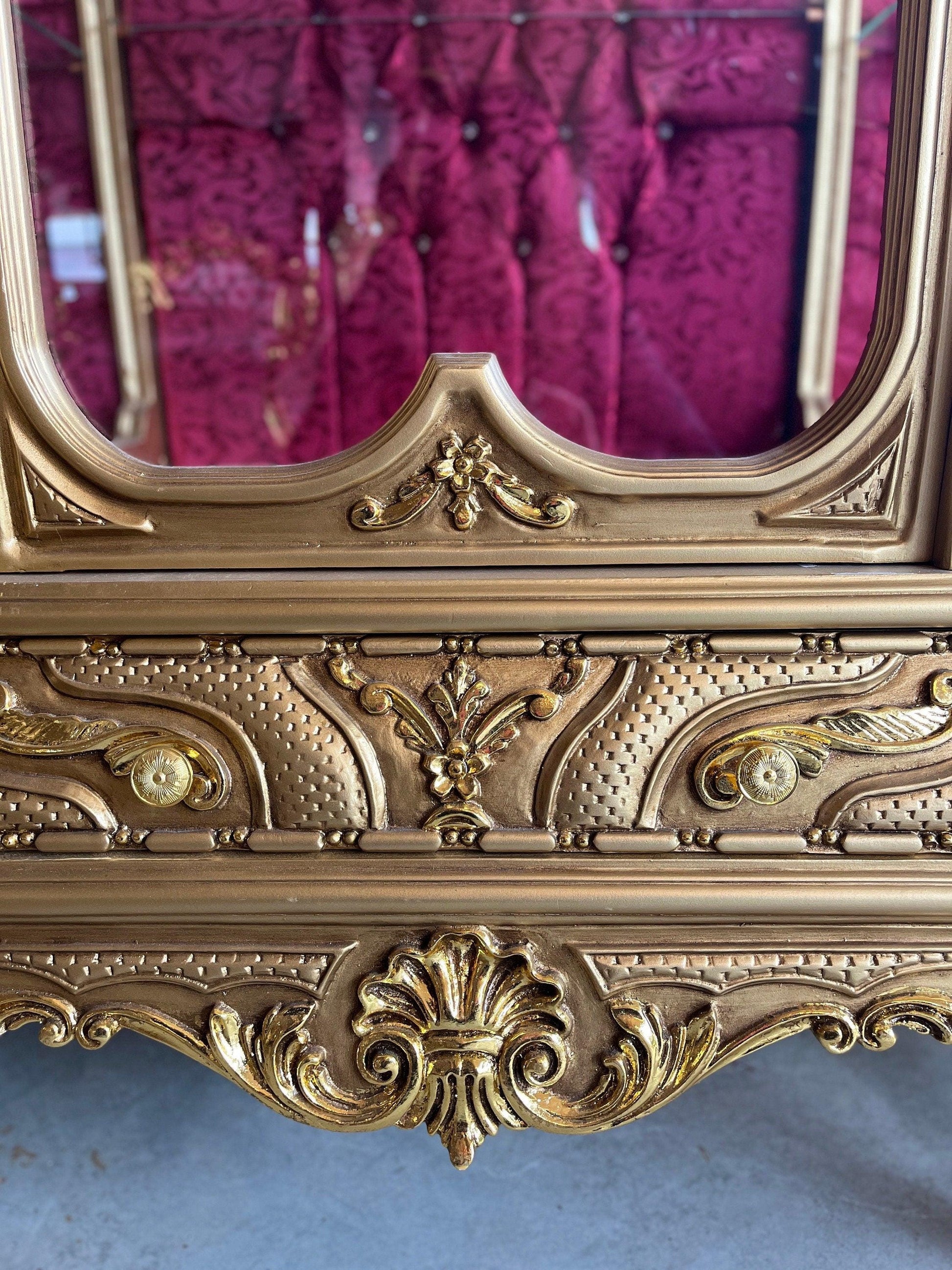 Huge Display Cabinet Deluxe Baroque Style Glass Cabinet Royal Antique Style Reproduction Showcase in Gold Finish for Home Decor-LIMITED ITEM
