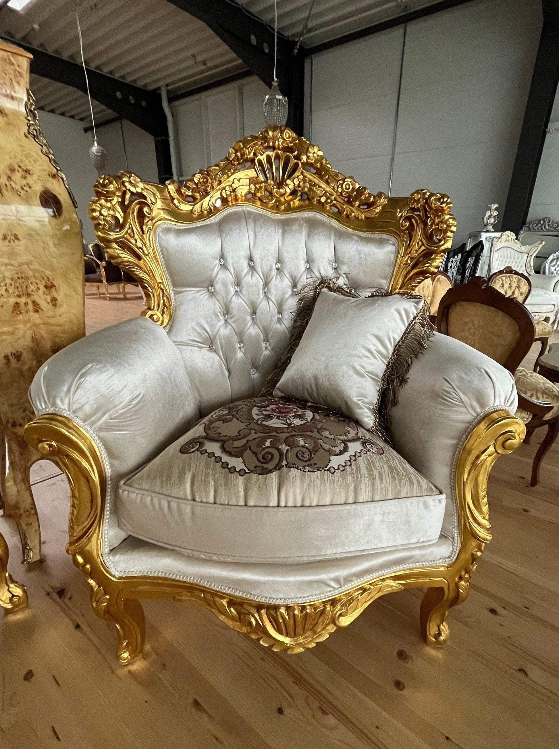 Sofa Set French Louis XV Style Settee Marble Slab Top Caffè Table Retro Baroque Style Sofa Set in Bright Ivory Velvet for Home Decor