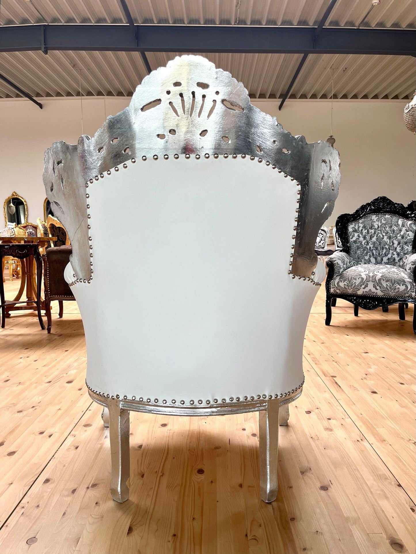 Sofa Set French Louis Style in White Color Settee Baroque Rococo Style Sofa Set in Silver Finish for Wedding Party Event