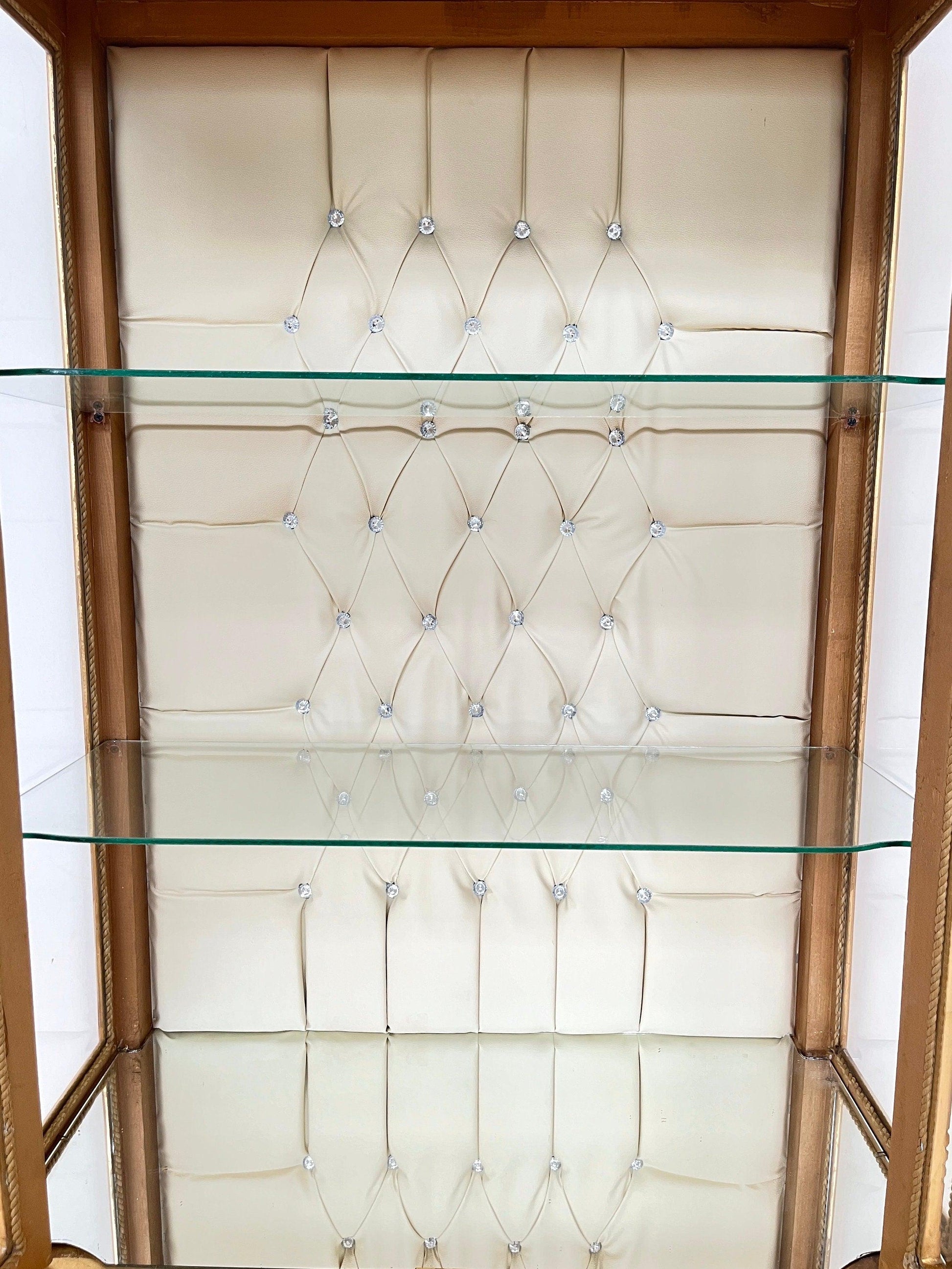 Display Cabinet Wooden French Louis XV Style Showcase Antique Baroque Style Reproduction in Gold Finish
