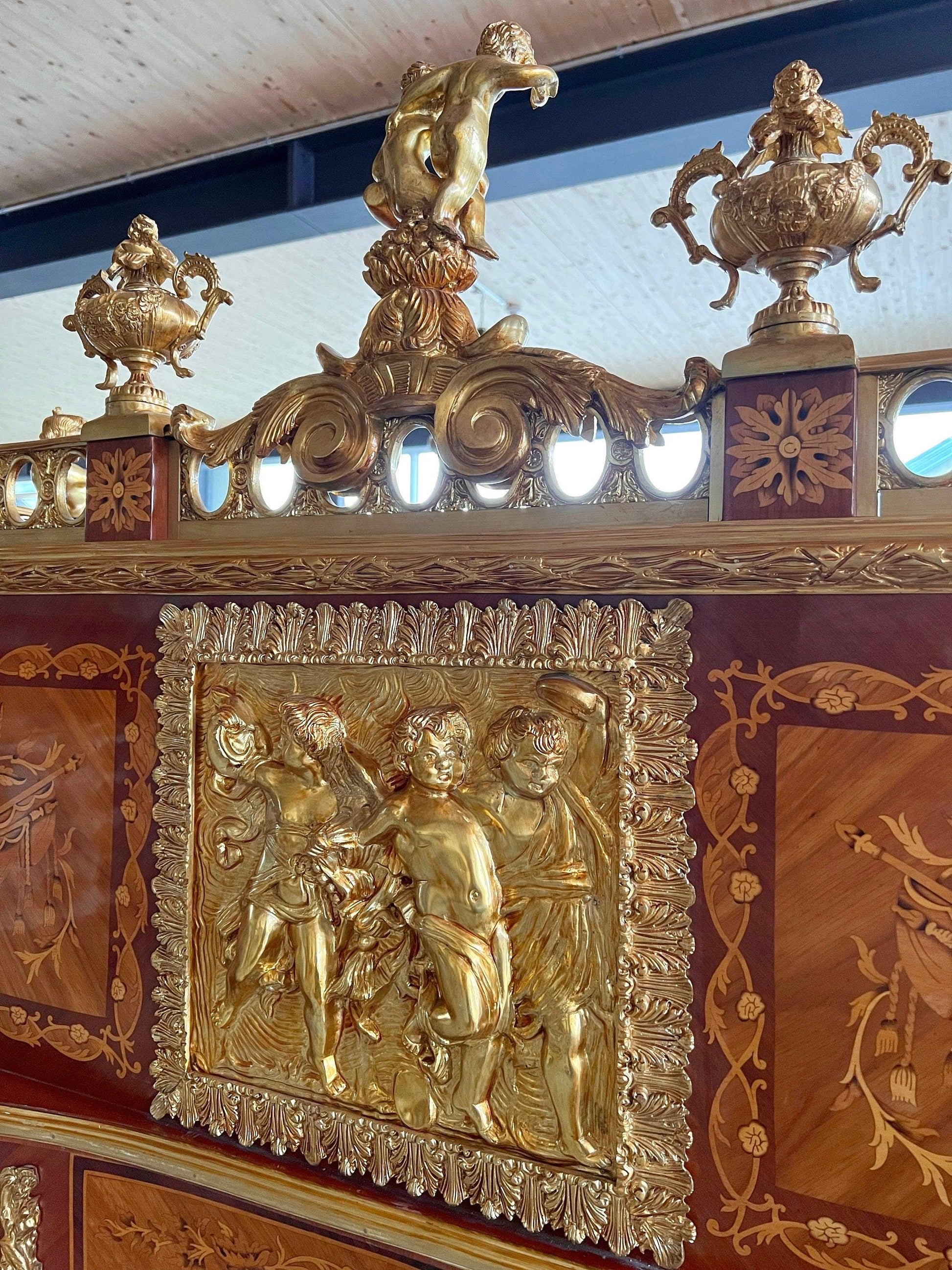 Deluxe Sekretär im antiken Barockstil mit Organisationsregal/ Deluxe Antique Baroque Style Secretary Desk with Organizational Shelf