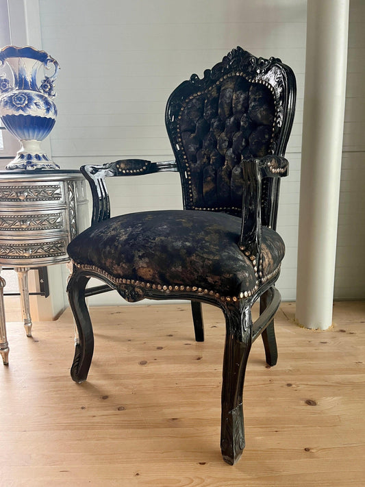Armchair French Louis Style Brown Color Black Chair Baroque Rococo Style Armchair Antique Style Reproduction Armchair for Home Decor