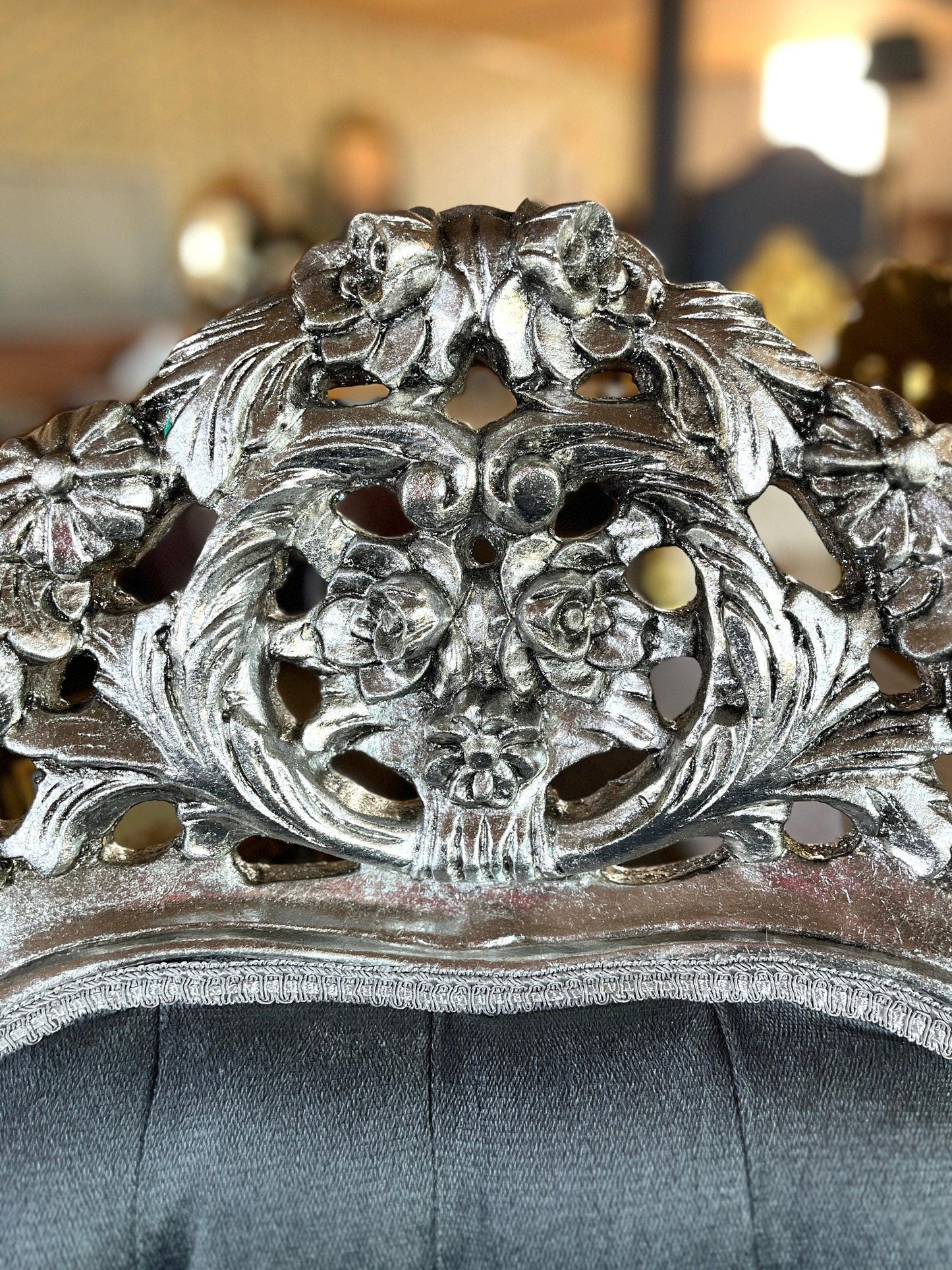 On SALE Sofa Set Retro French Louis Style in Grey Velvet Silver Finish Living Room Baroque Rococo Style for Home Decor