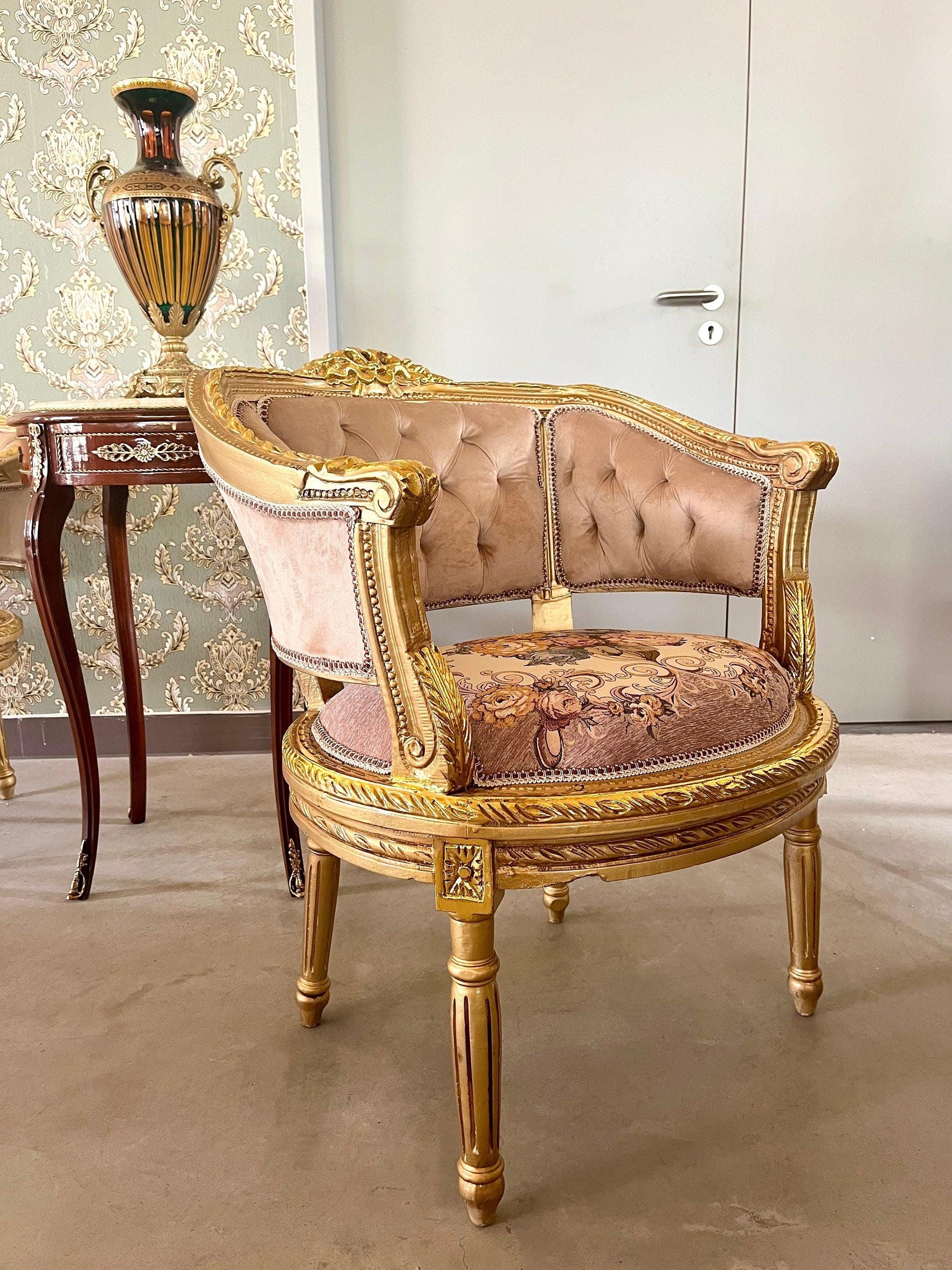 Sofa Set Baroque Style Lounge Sofa Cappuccino Color French Antique Style for Small Home