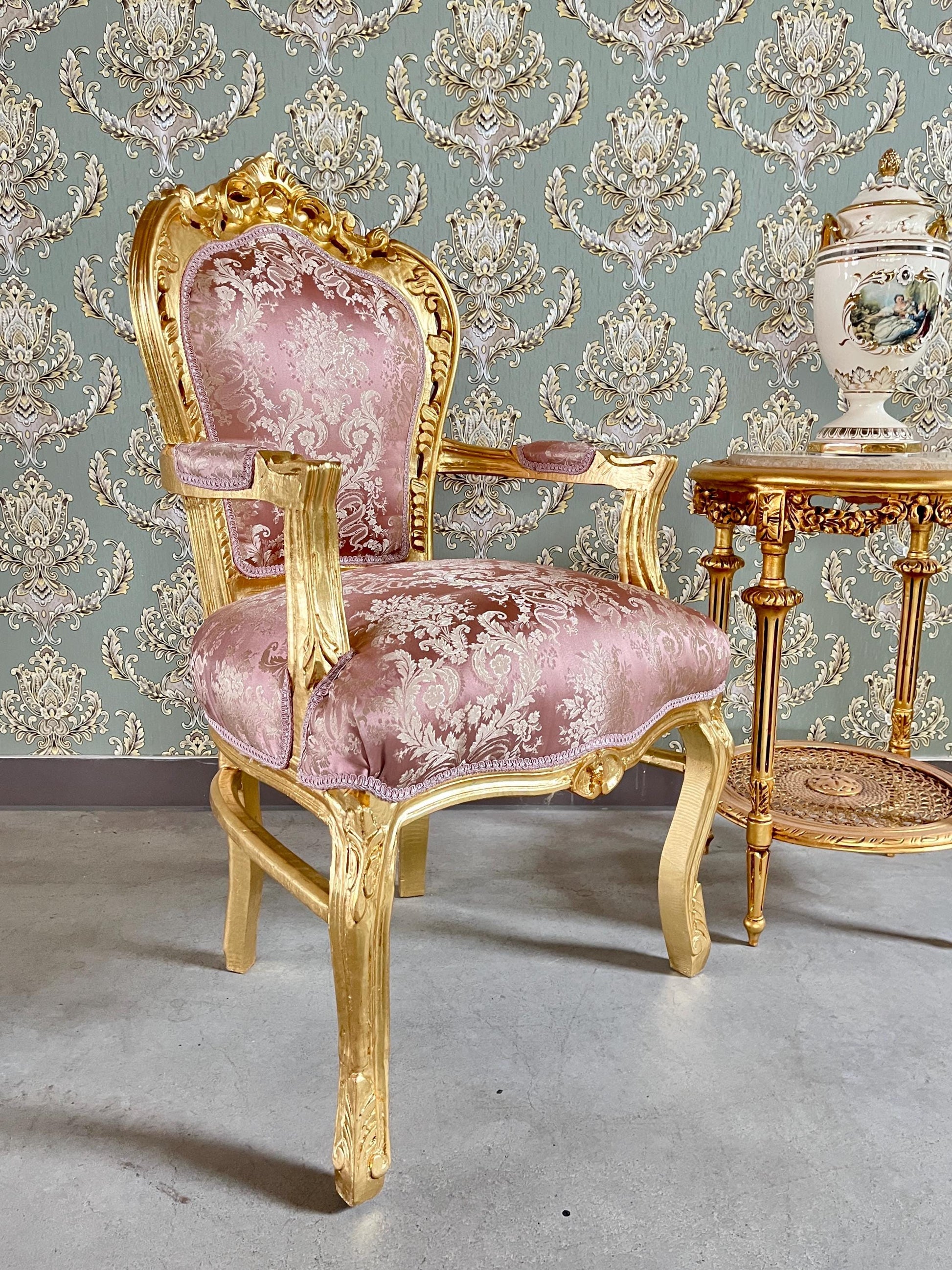 Accent Armchair Louis XV Style Xmas Green Velvet Chair French Baroque Rococo Style Chair in Shiny Pink for Furniture Gift Xmas Home Decor