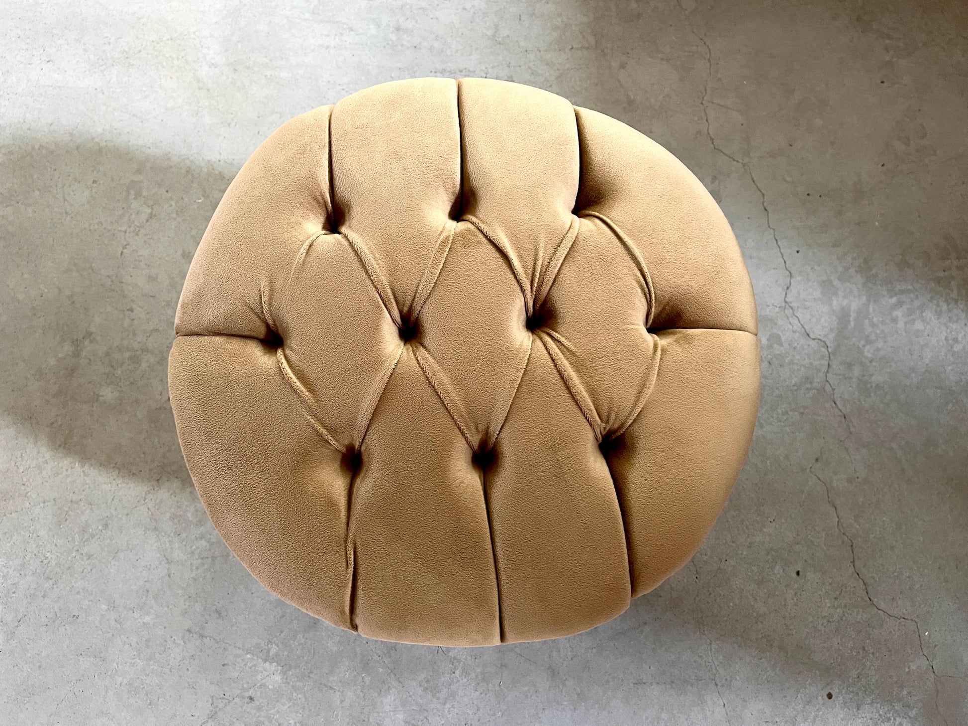 Adorable Velvet Pouf French Baroque Style Ottoman With Fringe In Ivory Flower Pattern In Camel Velvet Footstool In Gold Finish