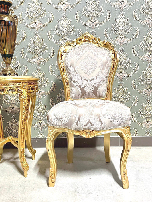 Accent Chair Louis XV Style Champagne Gold Color Dining Chair Retro Baroque Rococo Style Chair for Living Room Home Decor