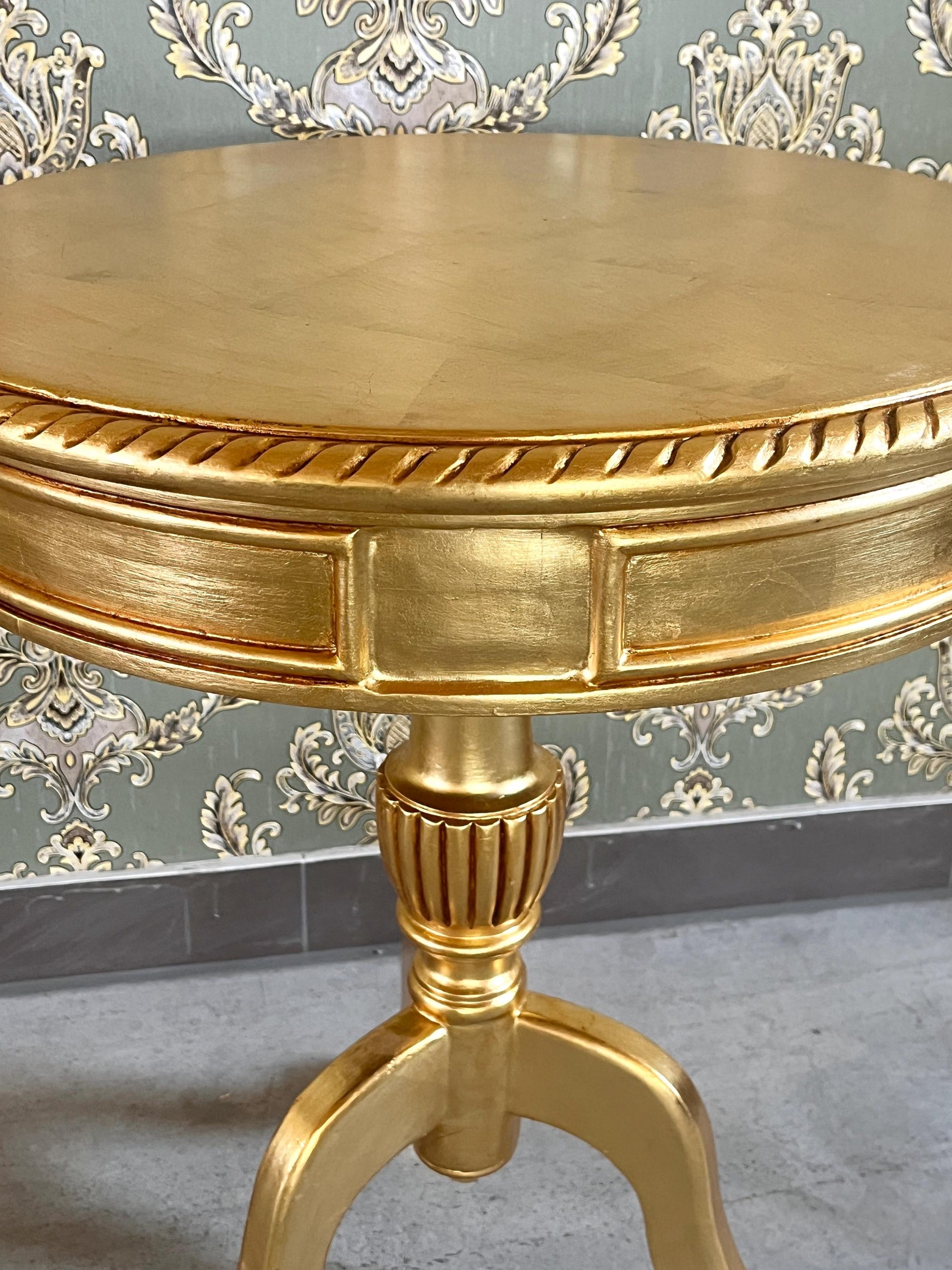 Gold and Silver French Baroque Side Table: Rococo Style Living Room Decor