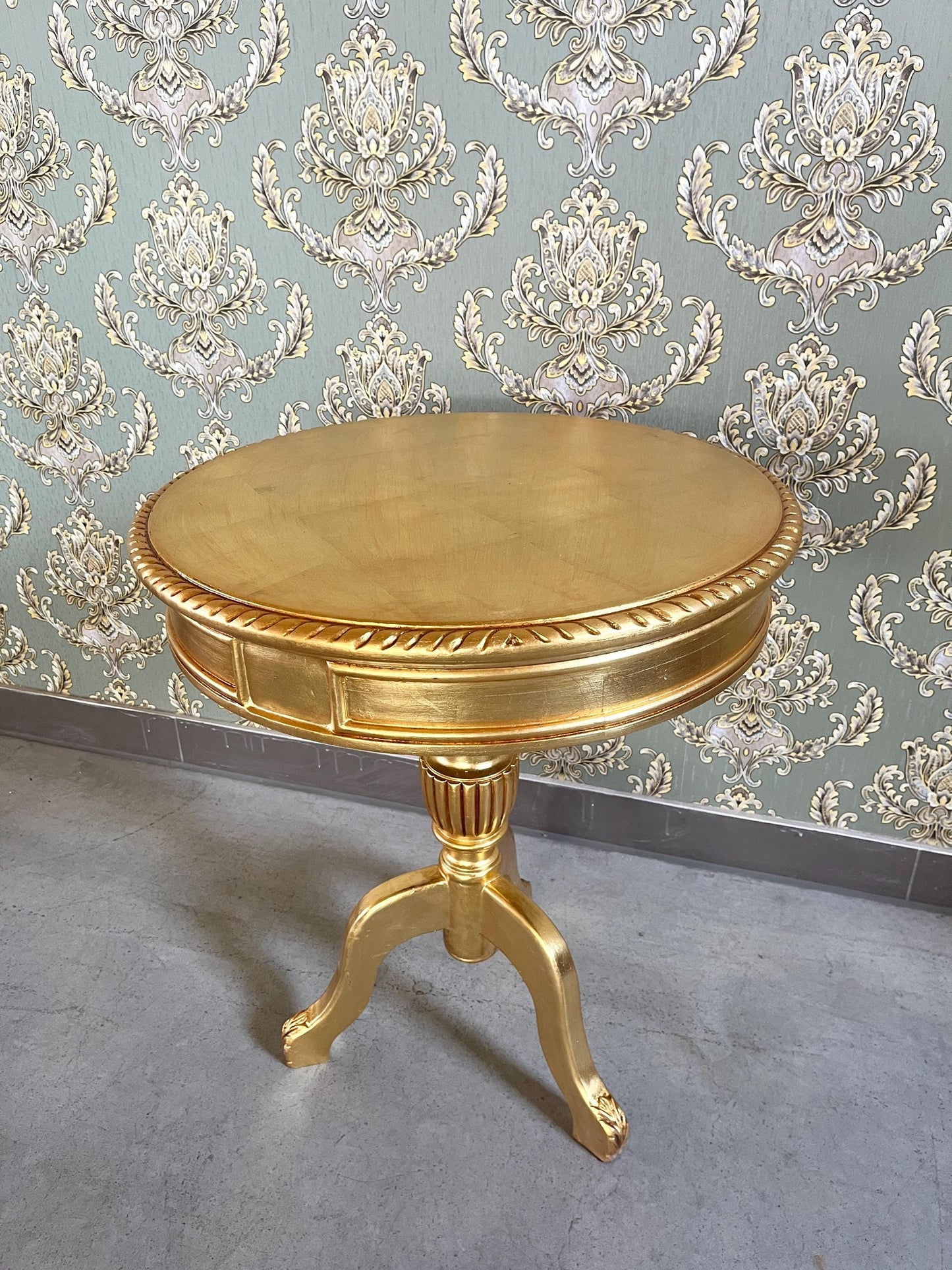 Gold and Silver French Baroque Side Table: Rococo Style Living Room Decor