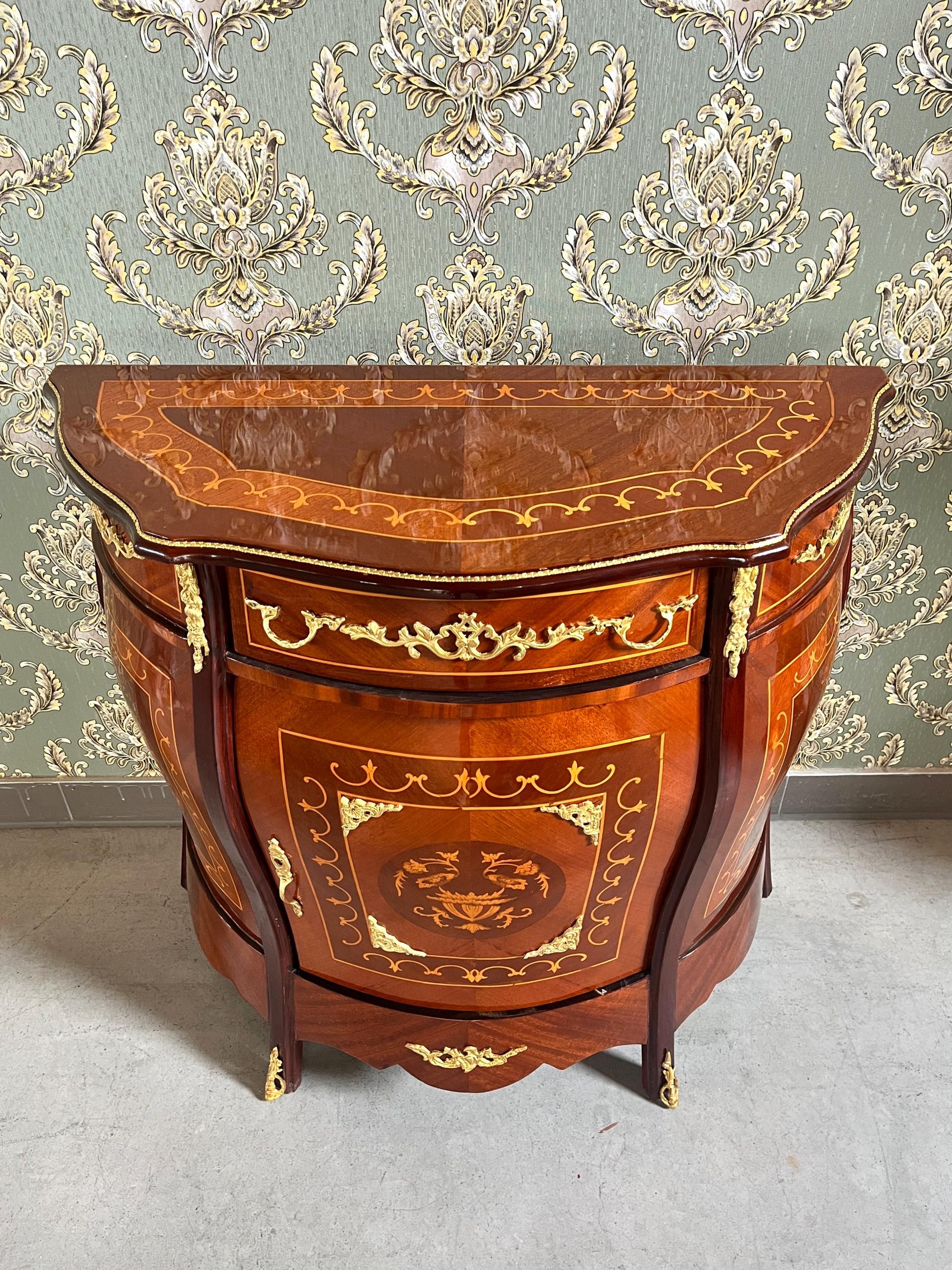 Chest of Drawer French Louis Style Mid Size in Black Stripe Classic Baroque Style Dresser Home Decor for Bedroom Silver Ornaments