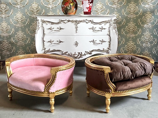 Dog Sofa Chair Retro Baroque Rococo Style Cute Dog Settee Green Velvet Blue Velvet for Home Decor Dog Chair