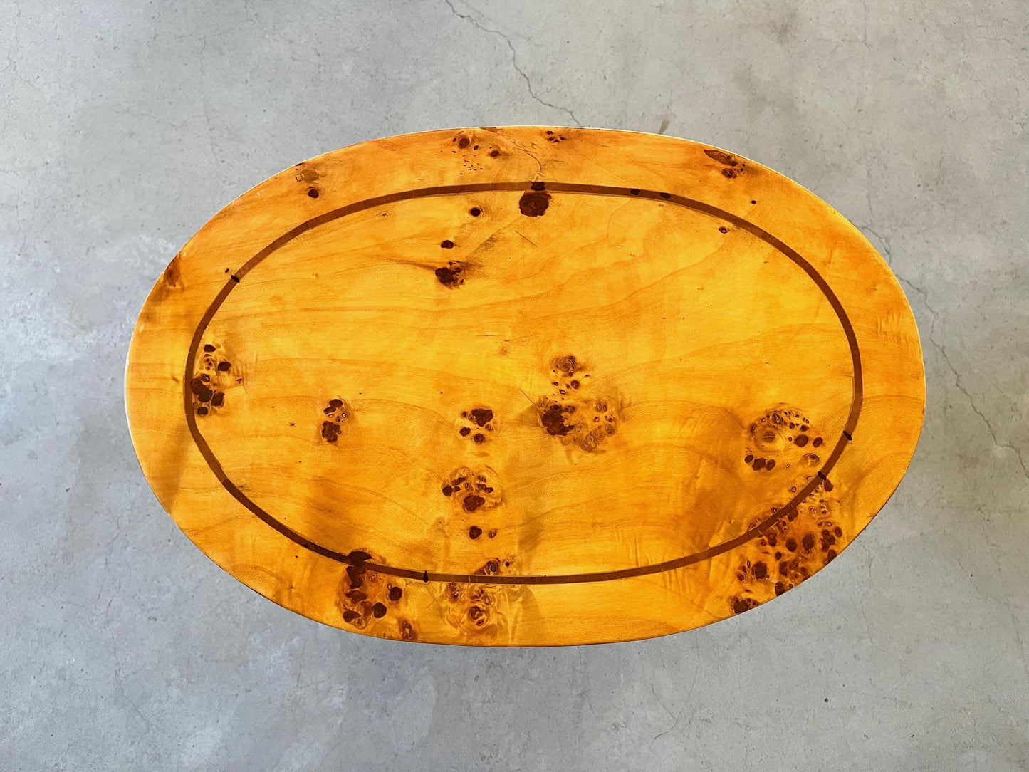 Handmade Art Deco Side Table: Glossy Yellow Violin Shape End Table