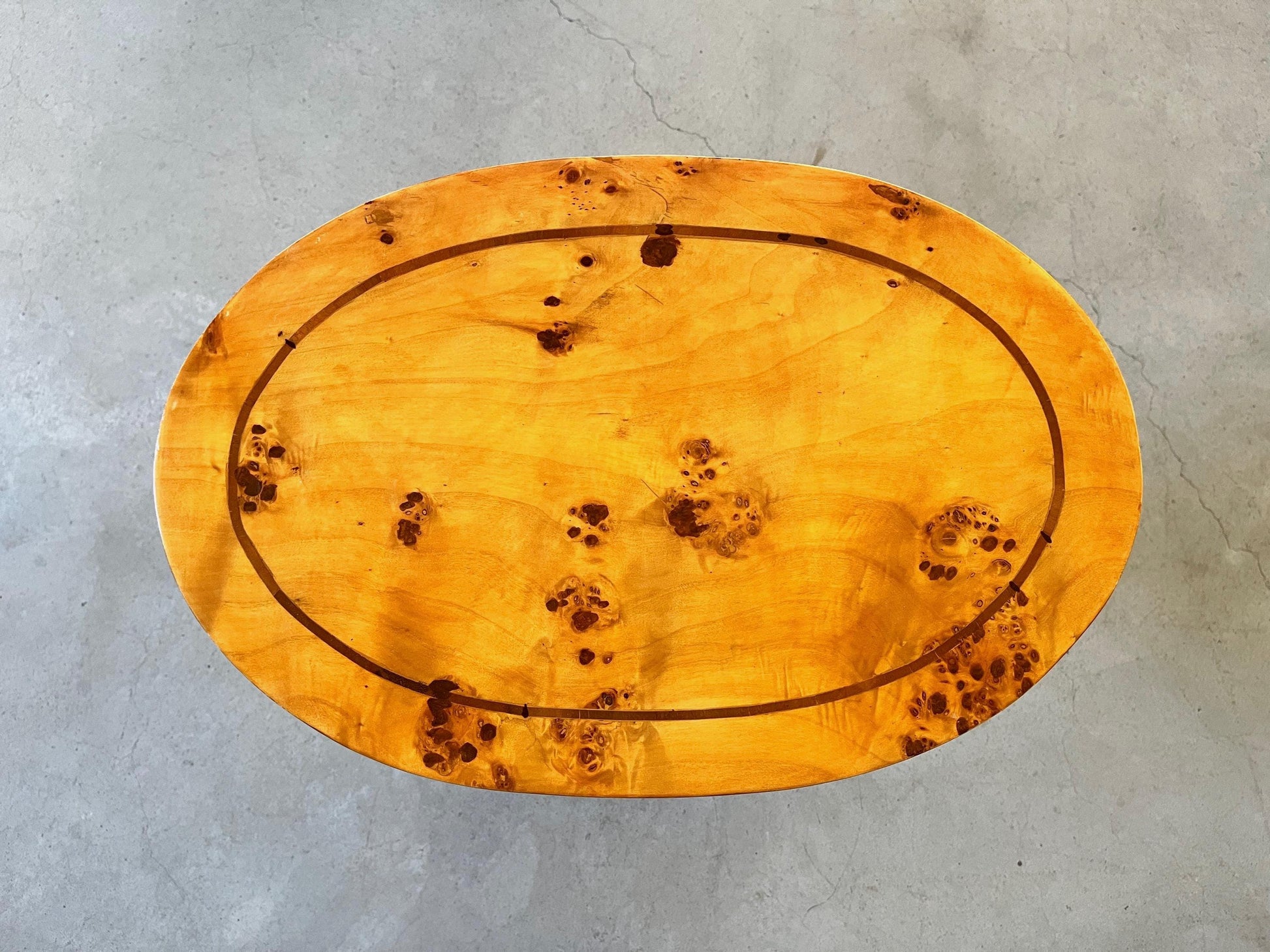 Handmade Art Deco Side Table: Glossy Yellow Violin Shape End Table