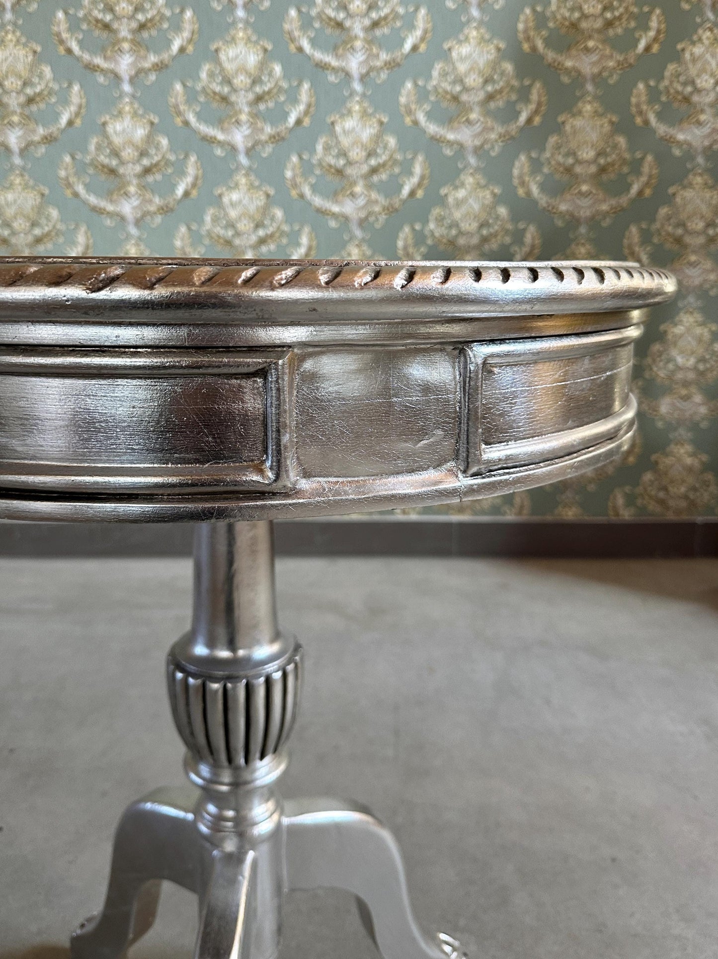 Gold and Silver French Baroque Side Table: Rococo Style Living Room Decor