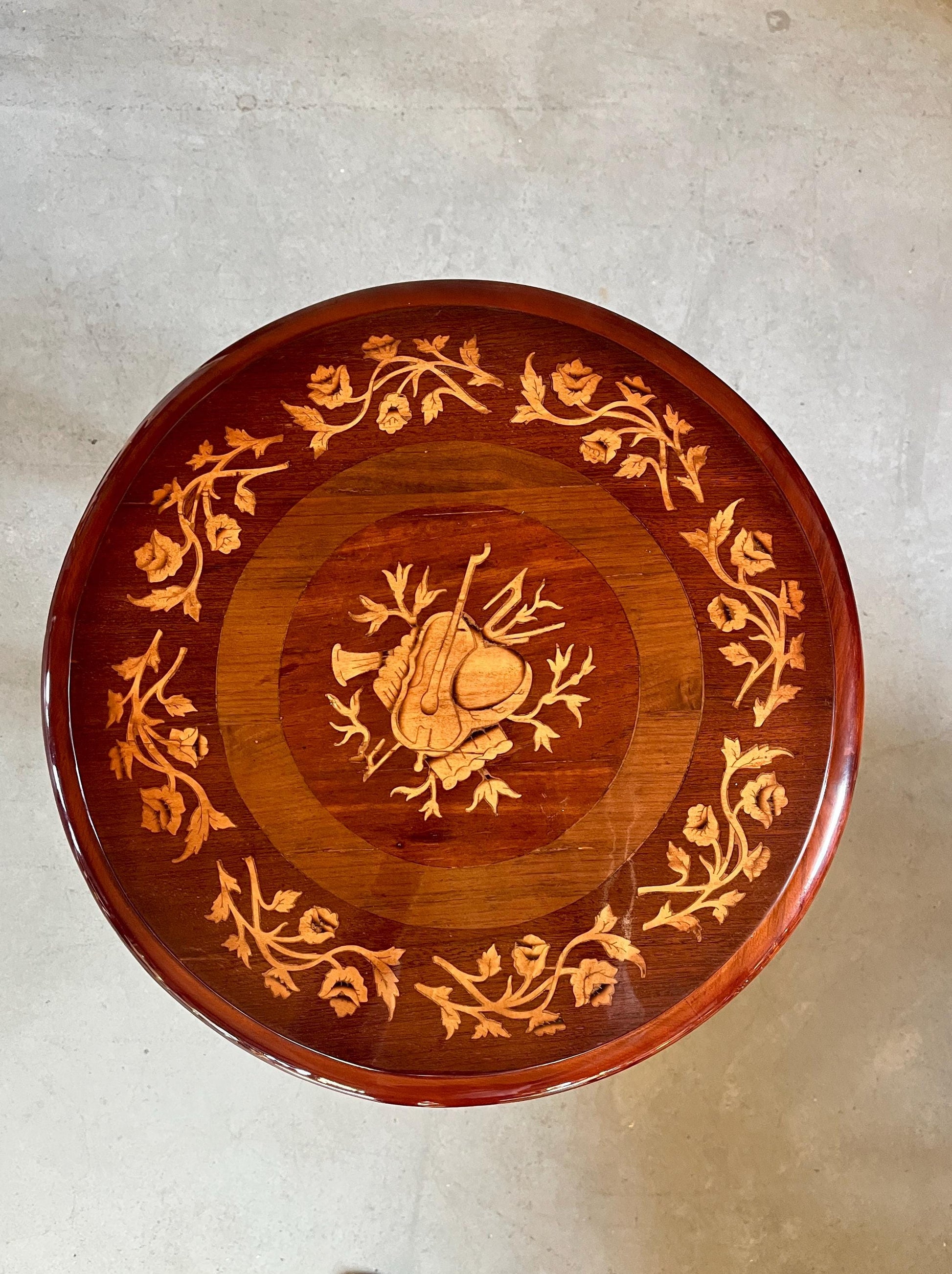 Side Table French Antique Style Wooden Brown Coffee Table Retro Baroque Style Round Table for Home Decor