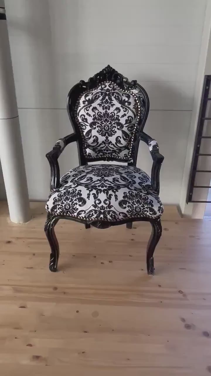 French Louis Style Armchair: Retro Baroque Floral Accent Chair