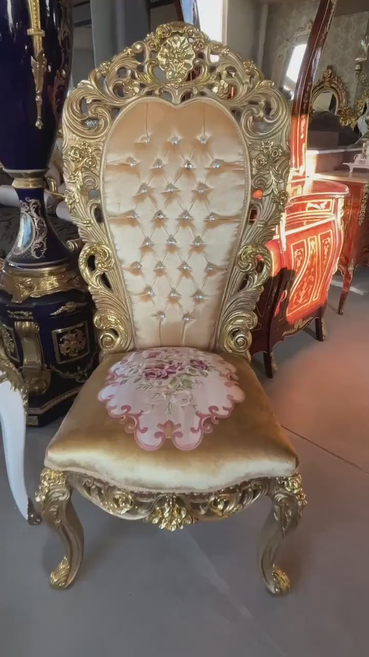 Italiaanse barokke antieke stijl koningstroon / Italian Baroque Antique Style Royal Throne- Gold