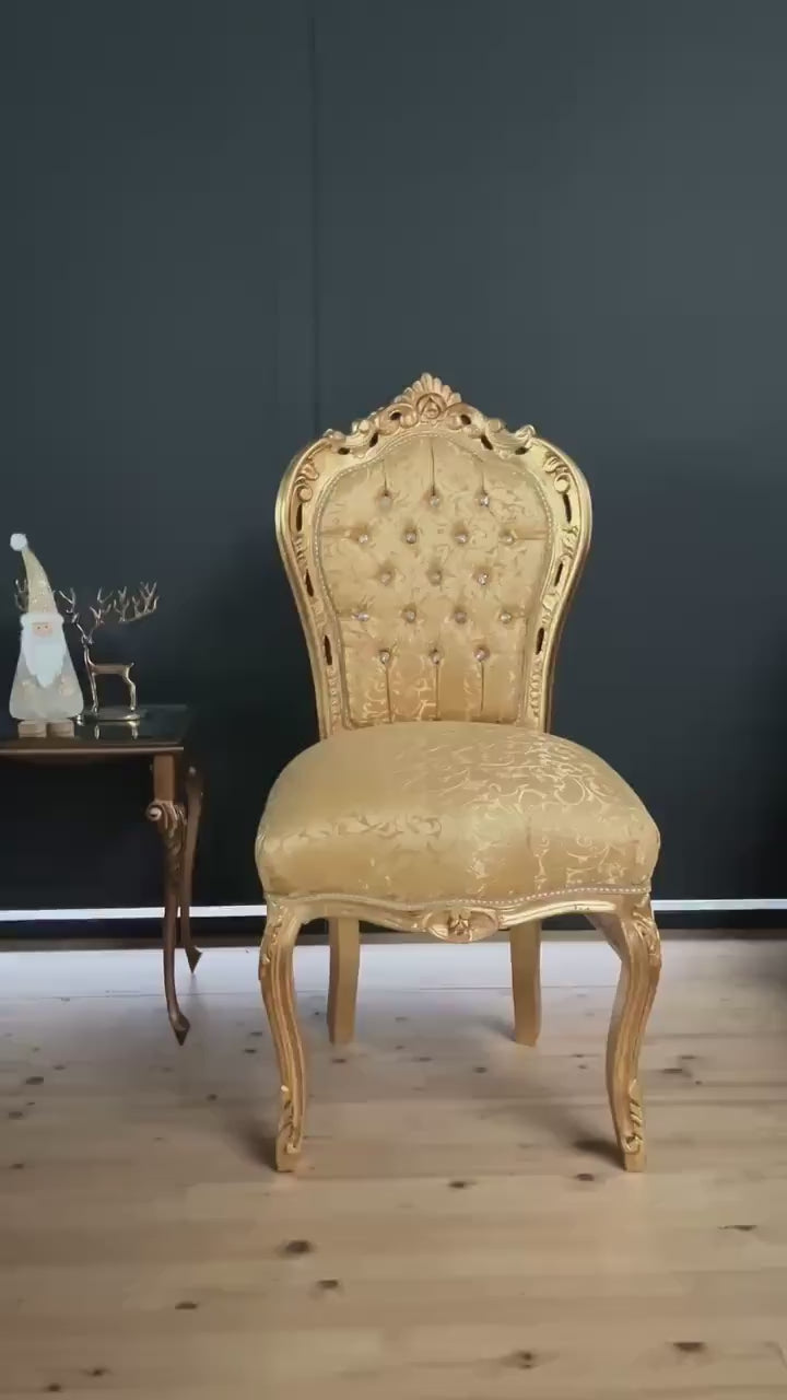 Gold French Baroque Dining Chair: Rococo Style Accent Chair