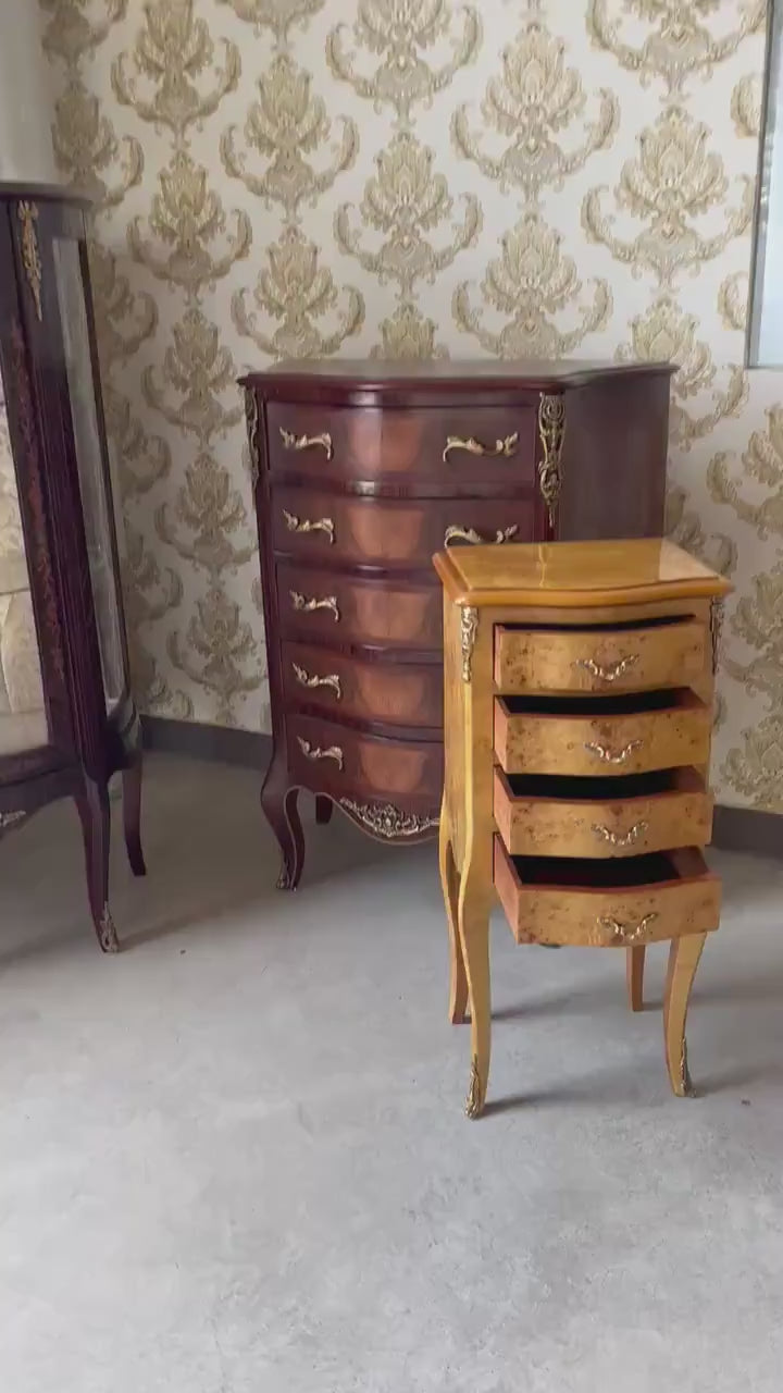 Small Kommode French Louis Style Night Stand Retro Baroque Style in Yellow Color Small Chest Of Drawer Beautiful Home Decor