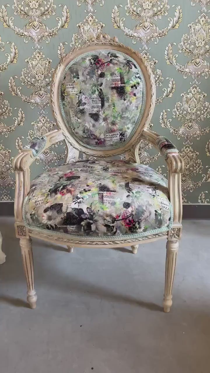 Sessel Französischer Barockstil Esszimmerstuhl Akzentstuhl/Armchair French Baroque Style Dining Chair Accent Chair- Summer Flower Series 2