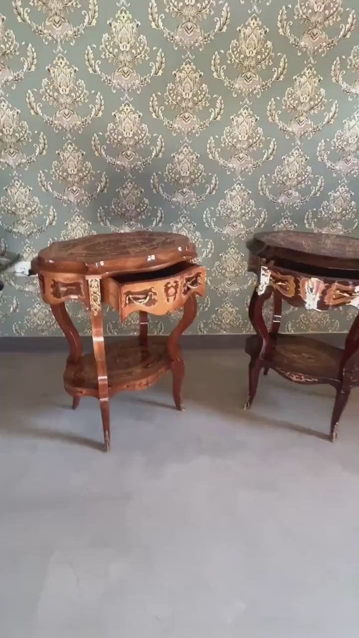 Side Table French Antique Style Wooden Brown Coffee Table Retro Baroque Style Side Table for Home Decor