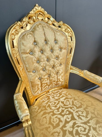 French Rococo Accent Chair Louis XV Baroque Gold Throne Dining Chair Luxury Armchair