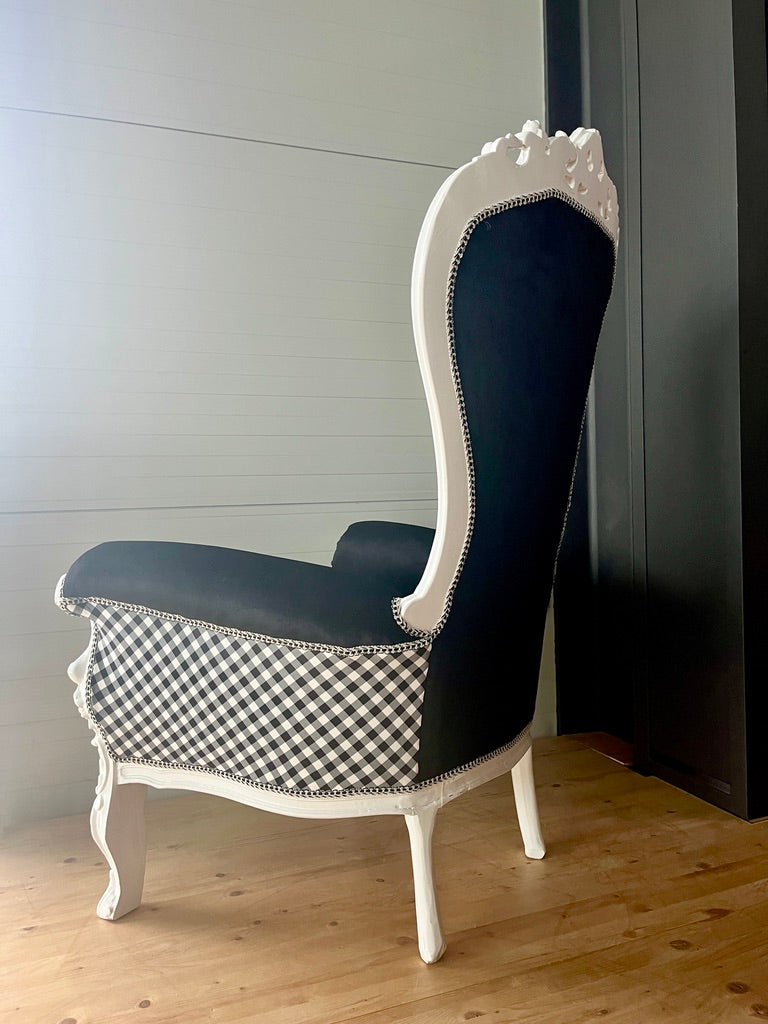Baroque Accent Armchair Funky Black & White Chair Pop Up Rabbit Print Party Decor