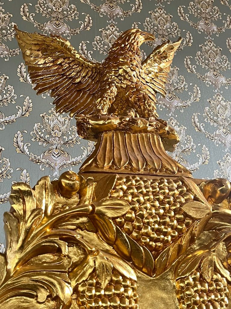 Royal Throne Chair Red Velvet Gold Eagle Crown Kings Chair Luxury Baroque Decor