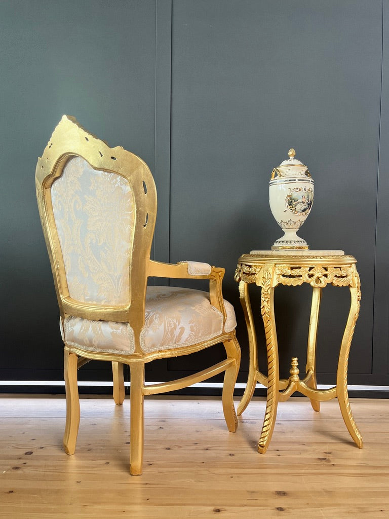 French Rococo Accent Chair Louis XV Baroque Gold Throne Dining Chair Luxury Armchair