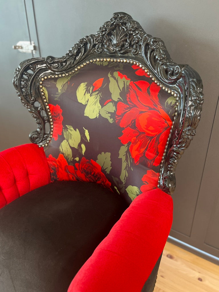 Luxury Baroque Handmade Armchair Romantic Gothic Rose & Velvet Ornate Furniture