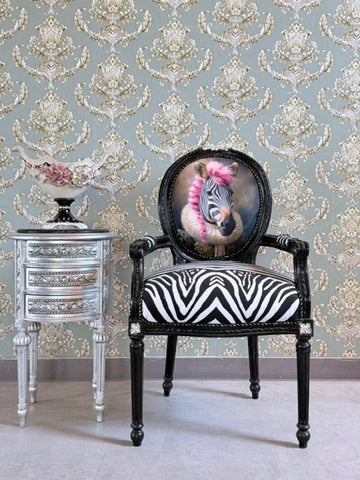 Baroque Armchair Zebra Print Statement Chair Handcrafted Funky Chair Glam Home Decor
