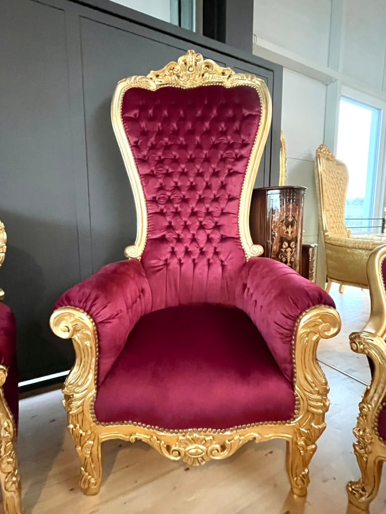Huge Royal Throne Gold Crown Kings Chair Hand Carved Deluxe Furniture