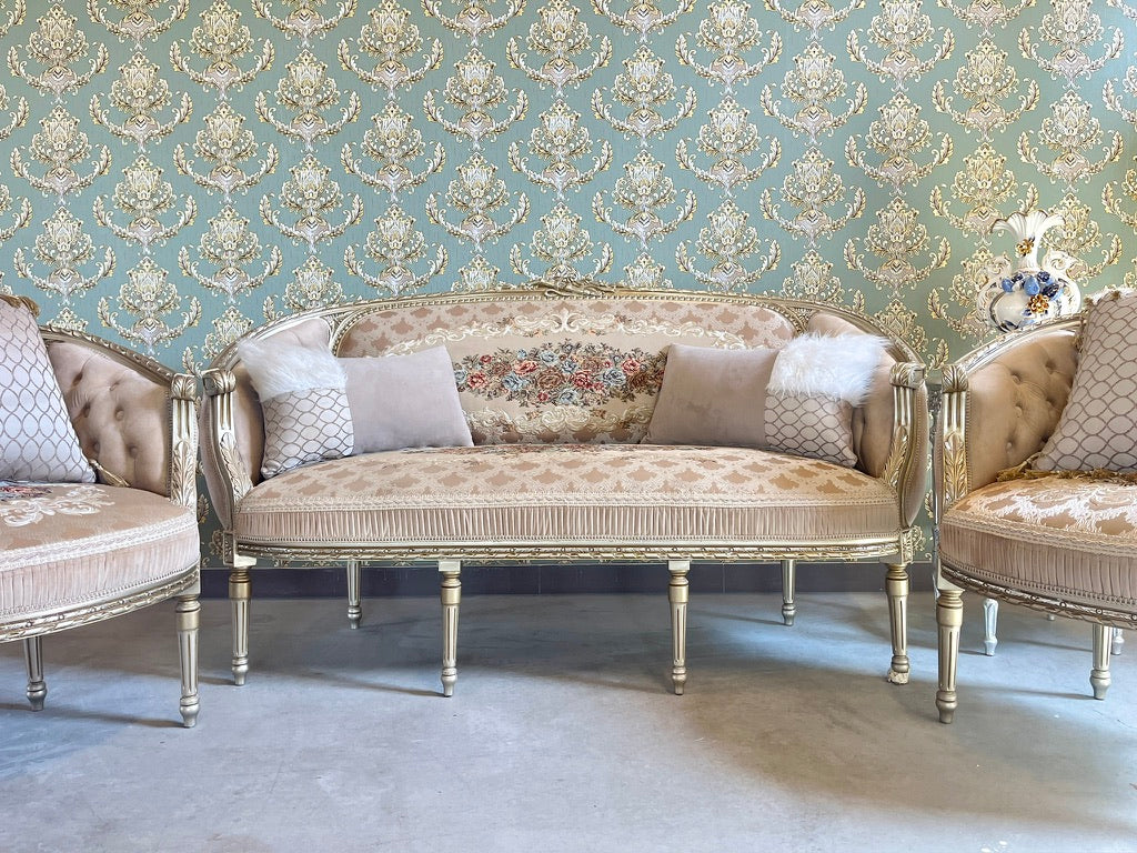 Chic Baroque Sofa Set French Baroque Couch Set Marble Coffee Table Luxury Living Room