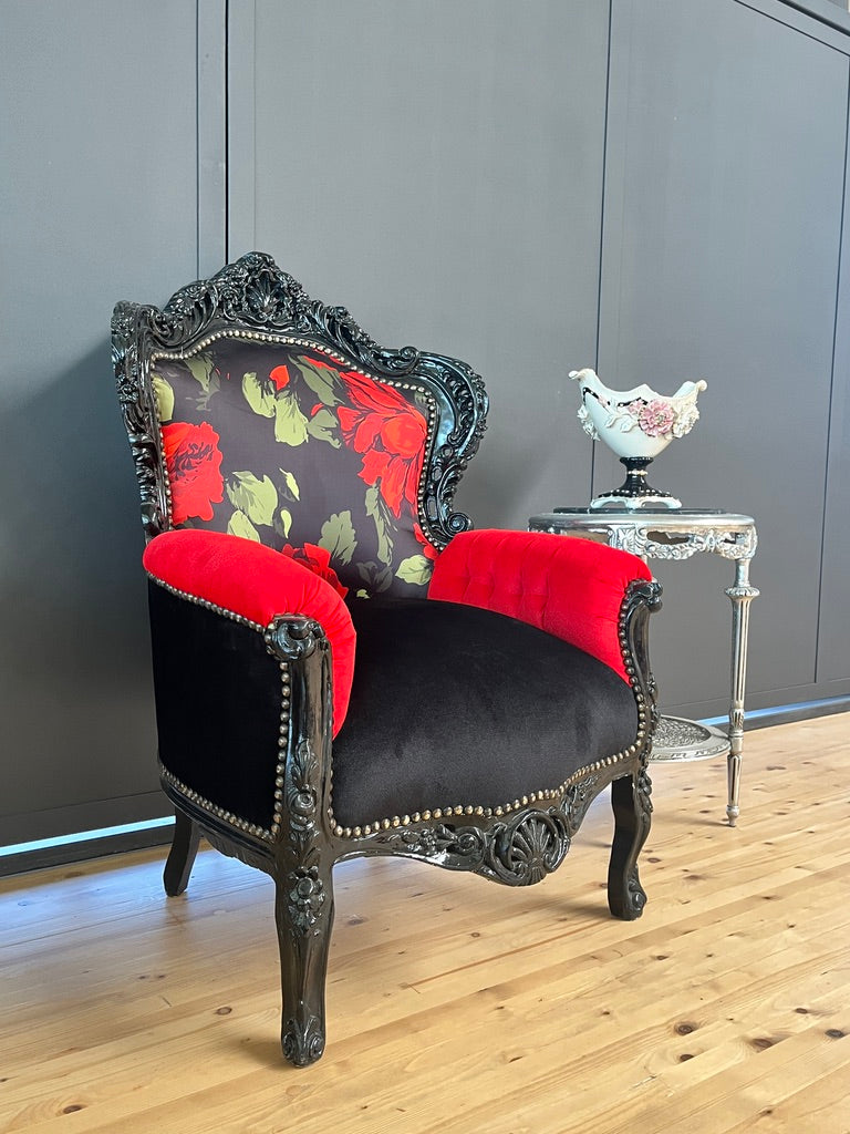Luxury Baroque Handmade Armchair Romantic Gothic Rose & Velvet Ornate Furniture