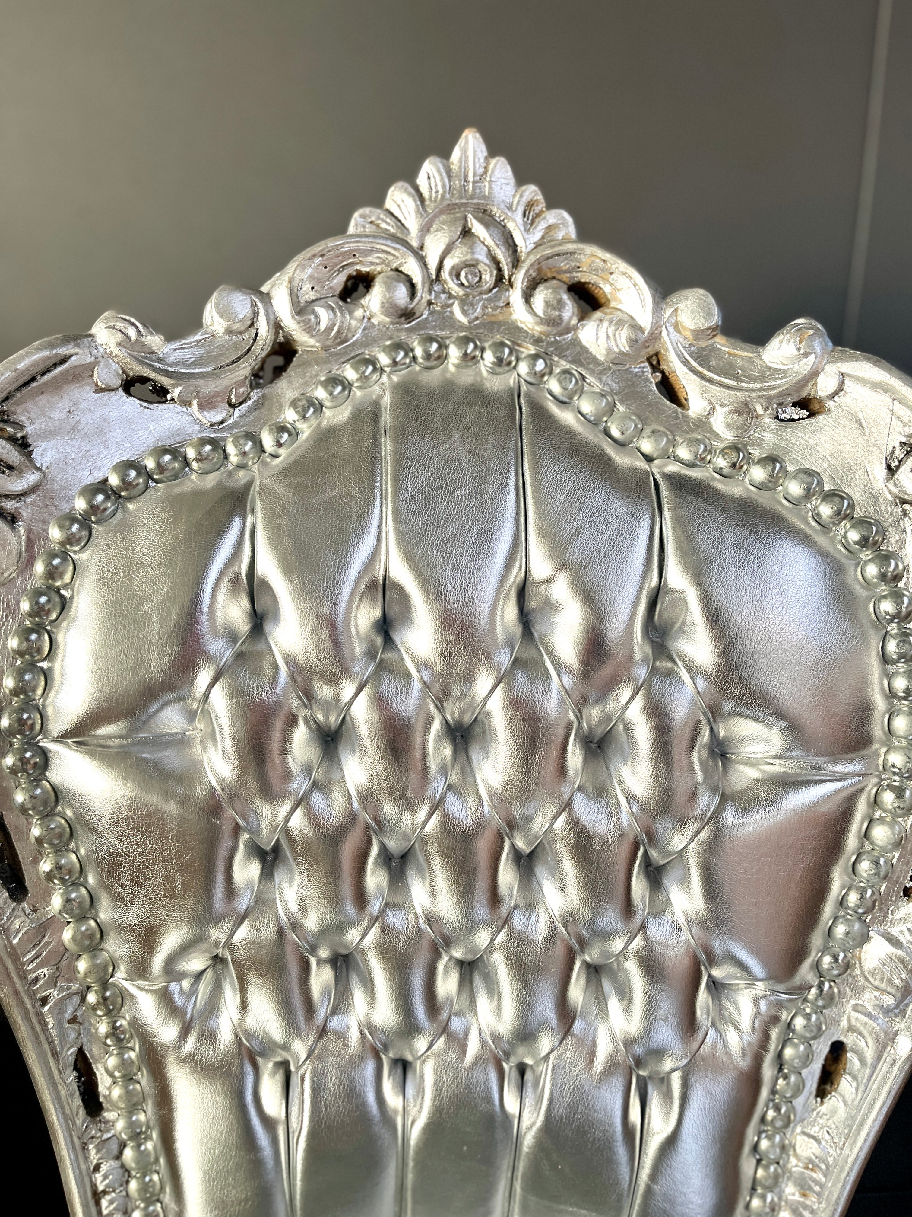 Rococo Louis XV Accent Chair Silver Baroque Lounge Chair For Holiday Decor