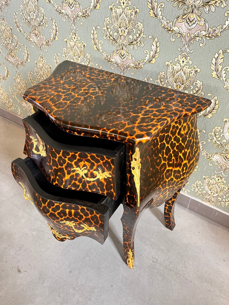 Comodino con stampa leopardata: tavolino da letto in stile francese Luigi