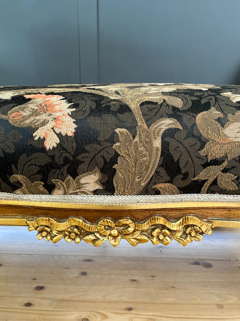 Chic French Chaise Longue Black Floral Baroque Settee Luxury Home Design Furniture