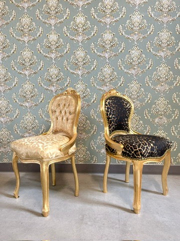 Small Chair Baroque Accent Chair Retro French Kid’s Chair Leopard Print Gold Chair