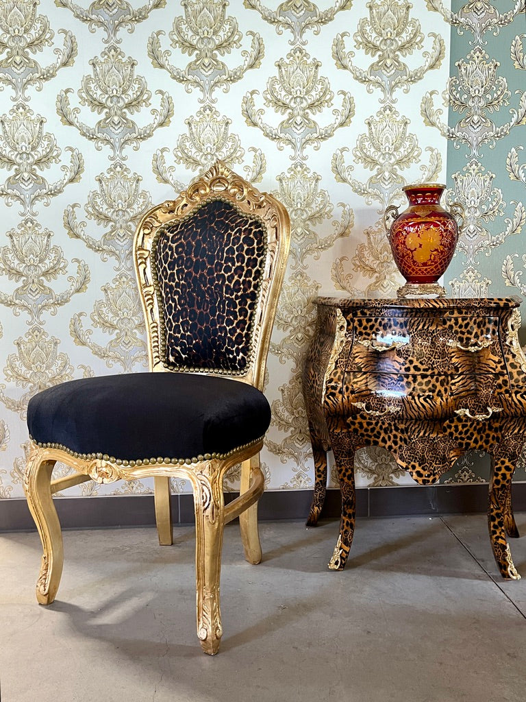 Baroque Accent Chair Leopard Print Glam French Style Furniture