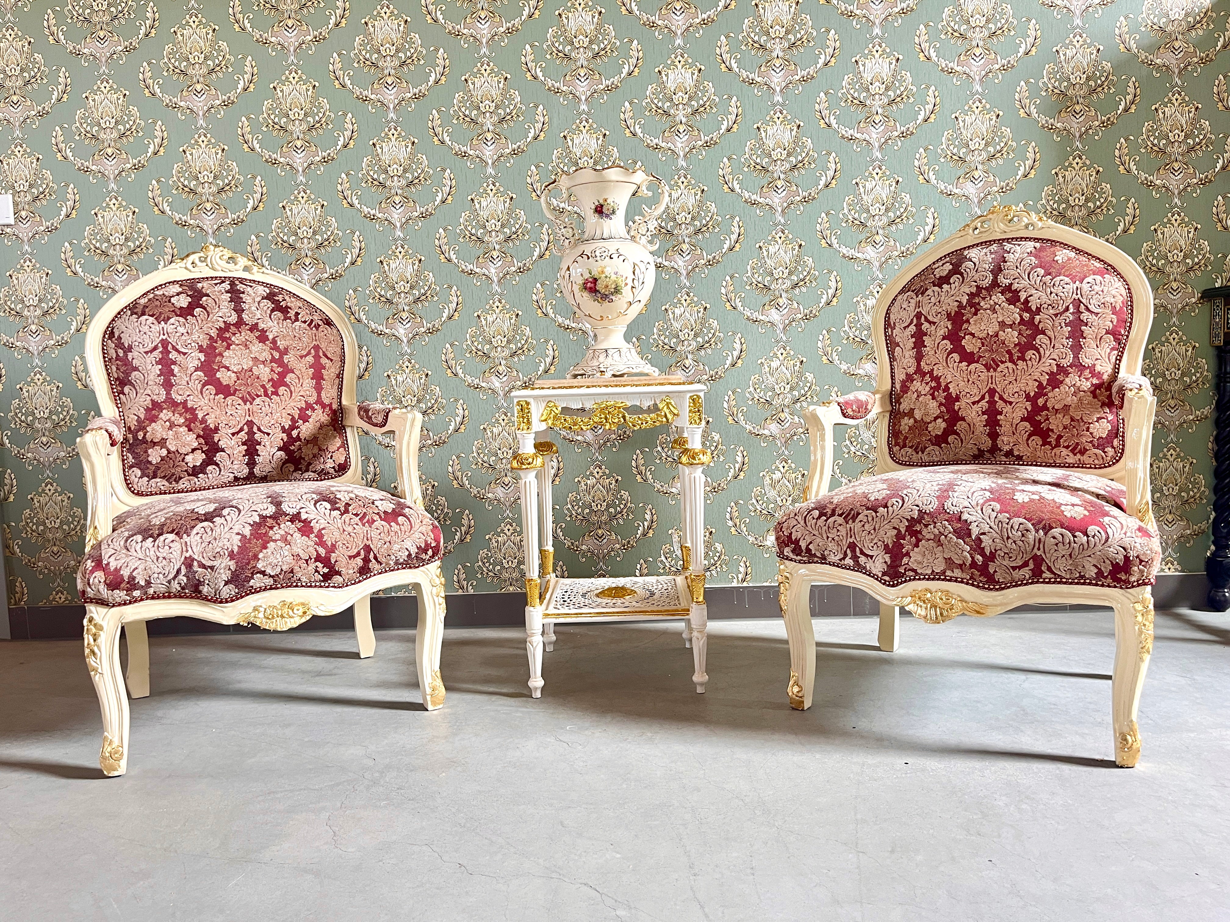 Baroque Accent Chair French Antique Style Armchair Pink Floral Lounge Chair