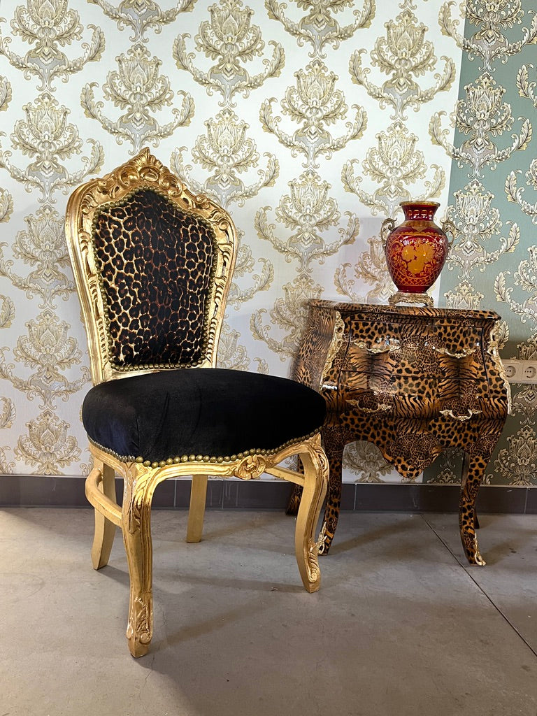 Baroque Accent Chair Leopard Print Glam French Style Furniture