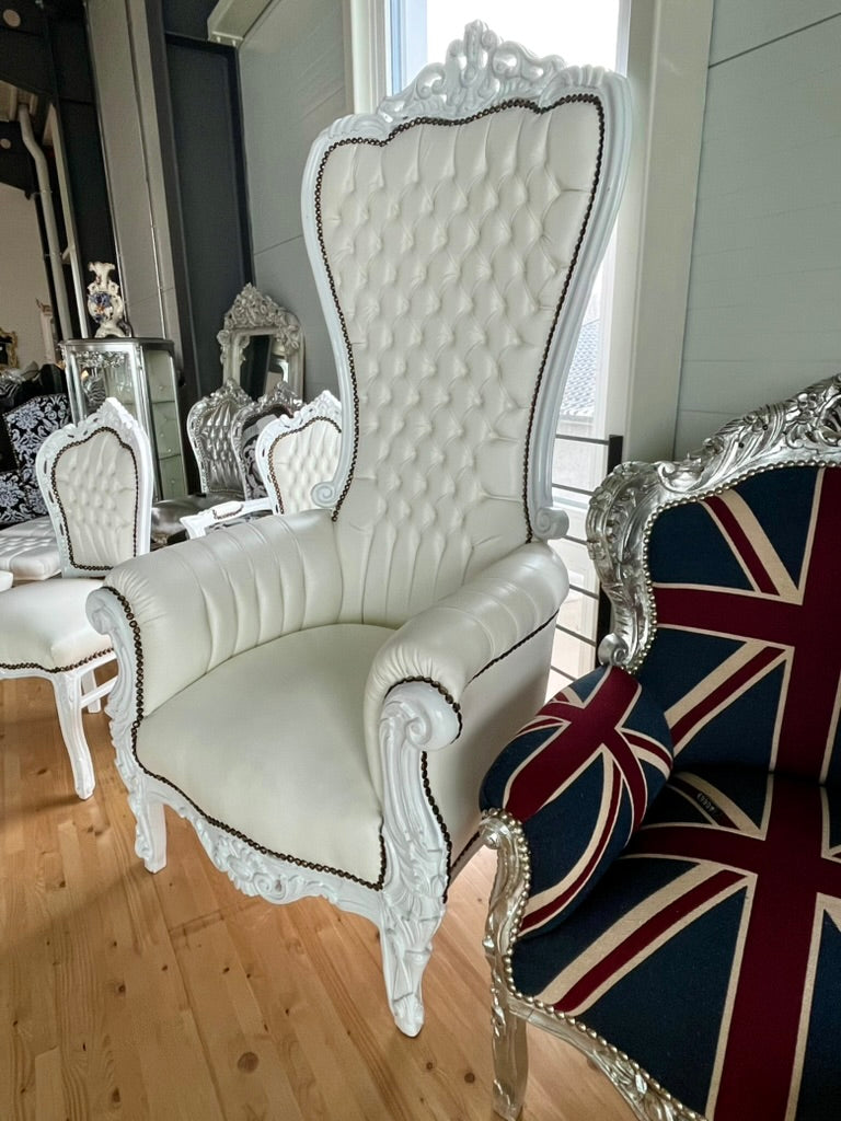 Huge Royal Throne Gold Crown Kings Chair Hand Carved Deluxe Furniture