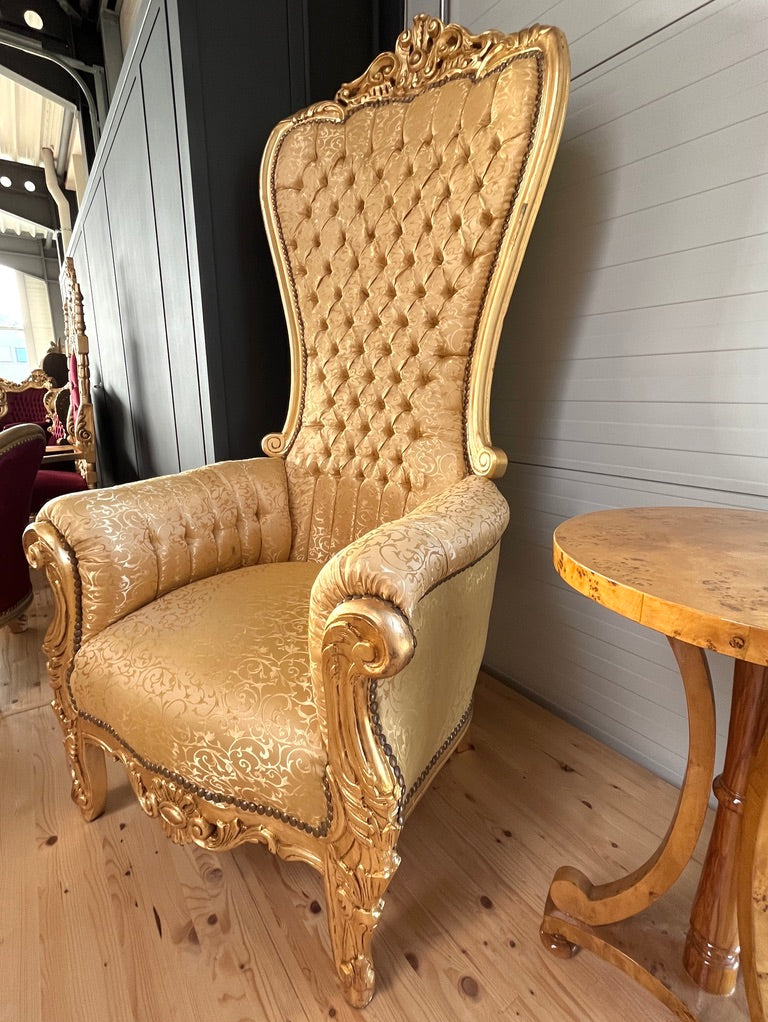 Huge Royal Throne Gold Crown Kings Chair Hand Carved Deluxe Furniture