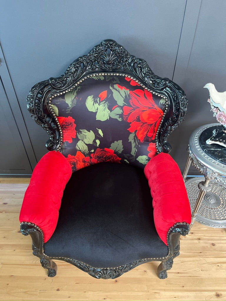 Luxury Baroque Handmade Armchair Romantic Gothic Rose & Velvet Ornate Furniture