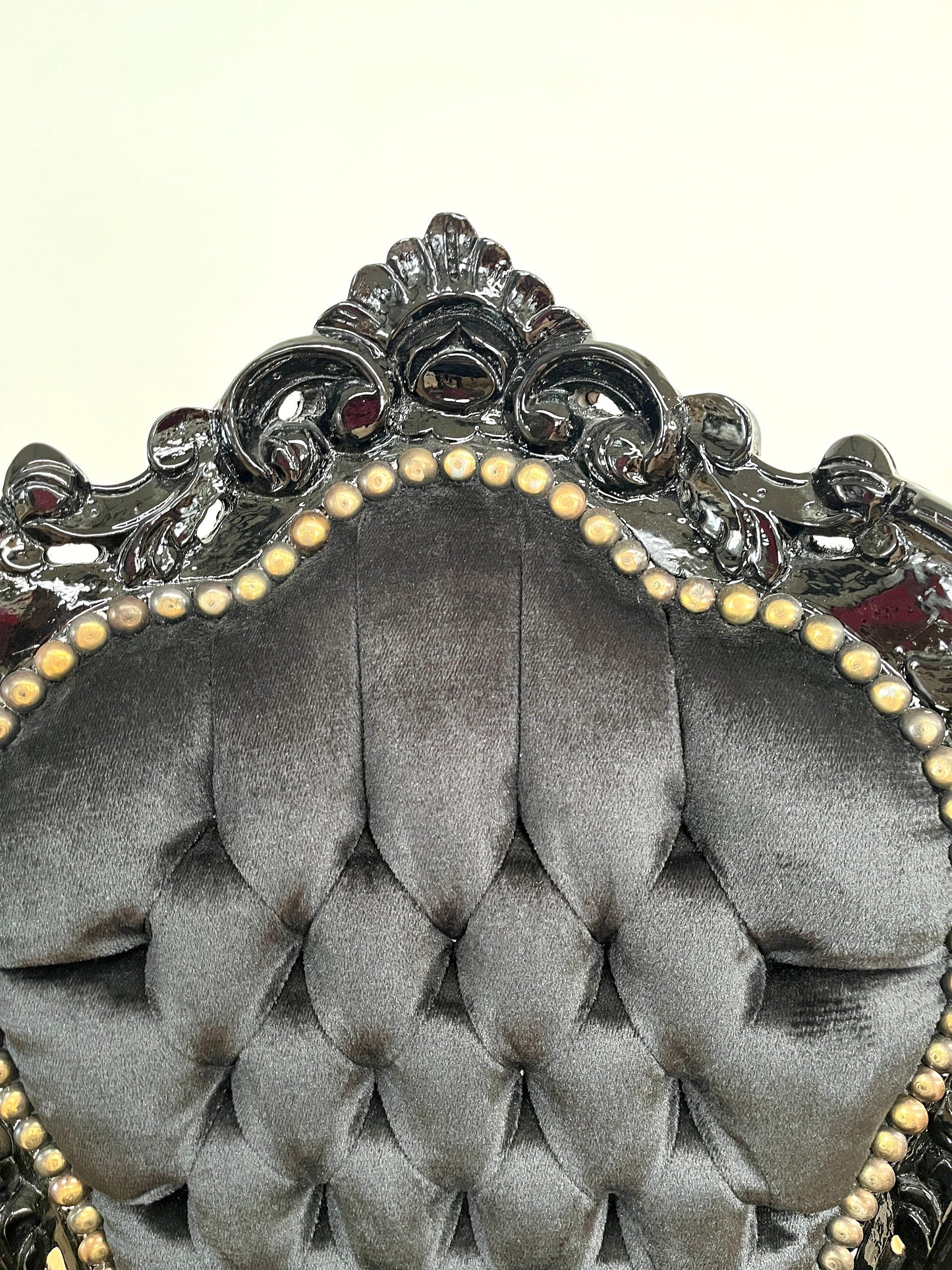 Accent Chair Black Velvet French Louis XV Style Chair Baroque Rococo Style Dining Chair Antique Style Reproduction Chair in Black