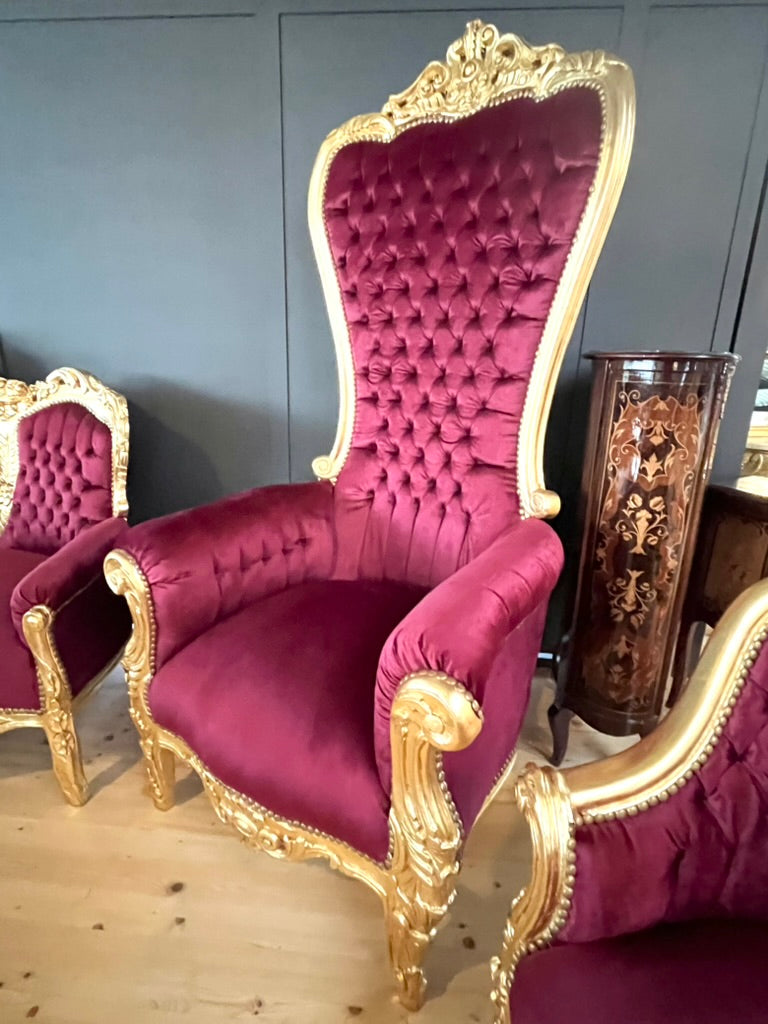 Huge Royal Throne Gold Crown Kings Chair Hand Carved Deluxe Furniture