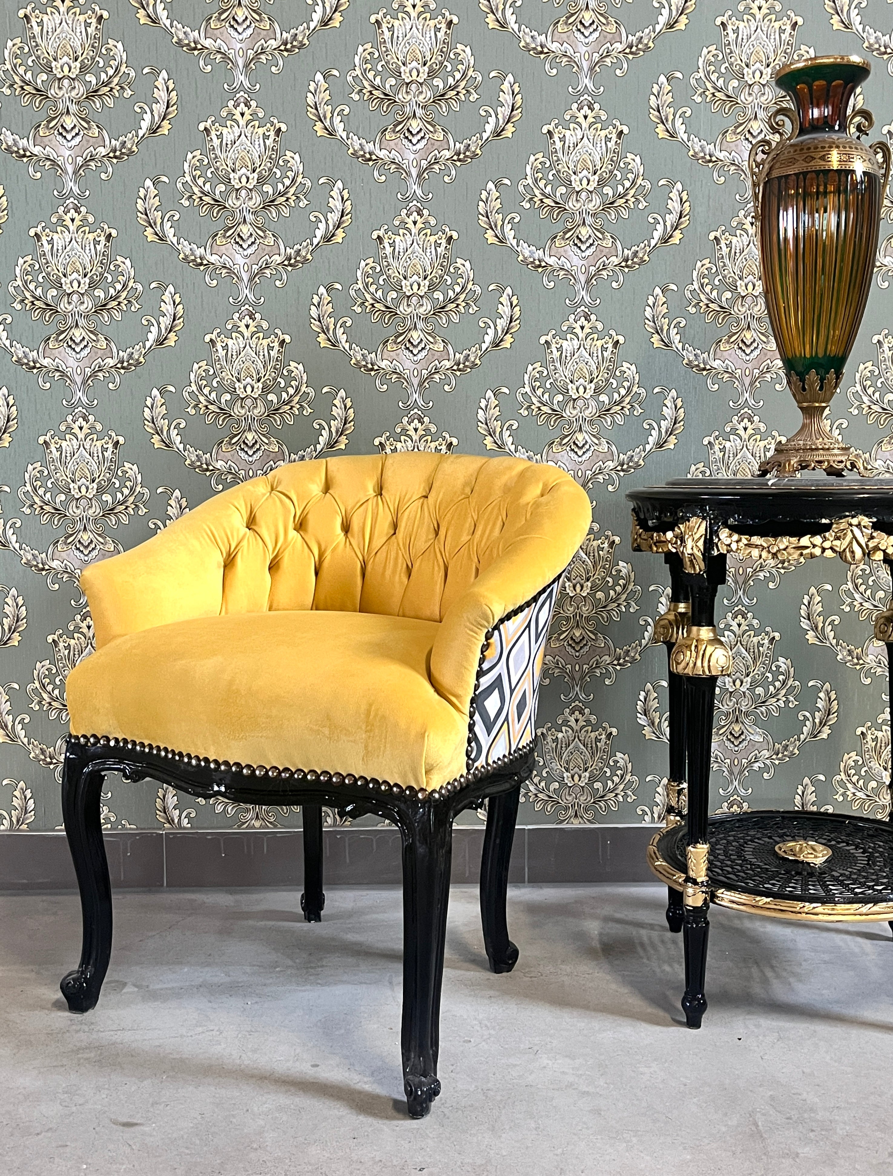 French Bar Chair Vibrate Color Tufted Velvet Cocktail Armchair Glam Furniture